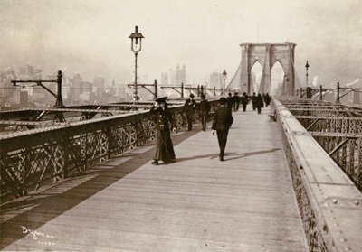 The Brooklyn Bridge Promenade, looking towards Manhattan, 1903 by Joseph Byron